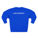 Model wearing the Amped Ignition Crewneck from Unfazed Spirit Athletics — unisex athletic sweatshirt with soft cotton blend and sleek streetwear design.